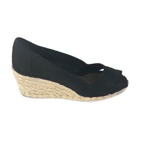 Lauren Ralph Lauren Black Espadrille Wedge Sz 9